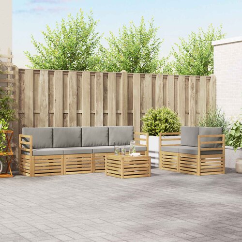  Set vanjskih sofa 7 pcs Bijela i svjetlosiva Poliester Cijene