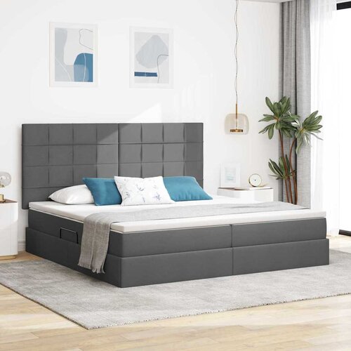 vidaXL Postelja s shranjevanjem Temno siva 200 x 200 cm Umjetno usnje Cene