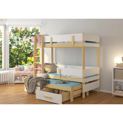 ADRK Furniture krevet na kat etapo 80x180 cm s dodatnim ležajem - borovina/bijela