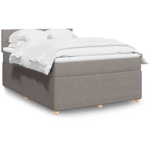 vidaXL Box spring postelja z vzmetnico taupe 140x190 cm blago Cene
