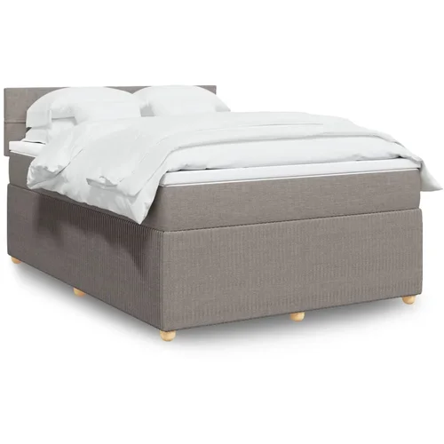 vidaXL Box spring postelja z vzmetnico taupe 140x190 cm blago