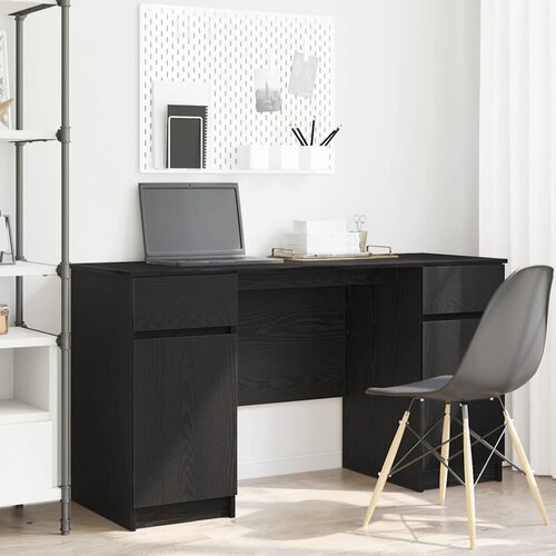  Stol s ladicama Crni hrast 140 x 49 x 76 cm Konstruirano drvo Cene