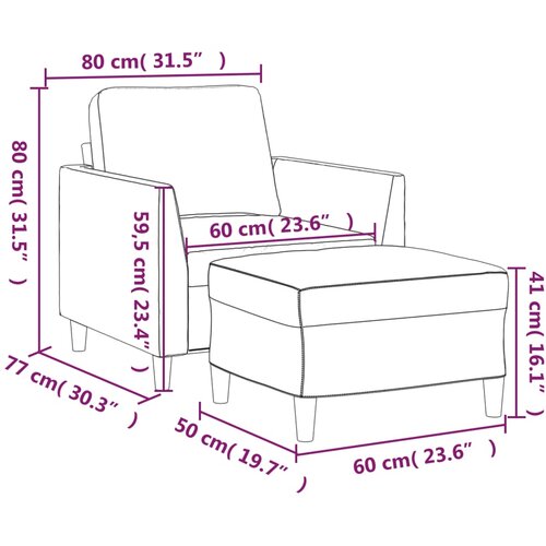  Fotelja s tabureom 60 cm od umjetne kože Slike