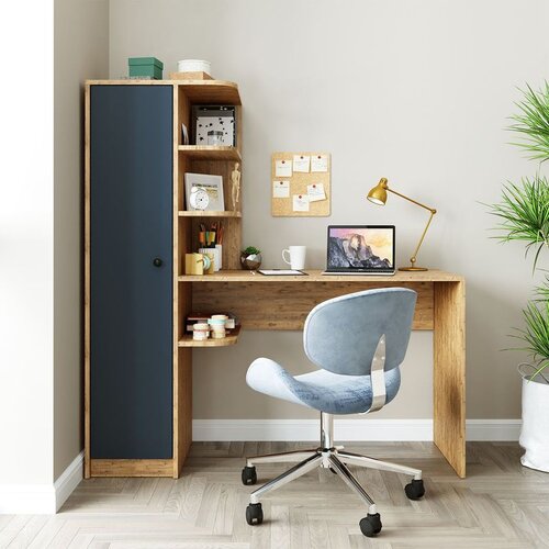 Hanah home 2076 radni sto s policom 143,2 &amp;times; 143,2 &amp;times; 50 cm, atlantski bor / antracit Slike