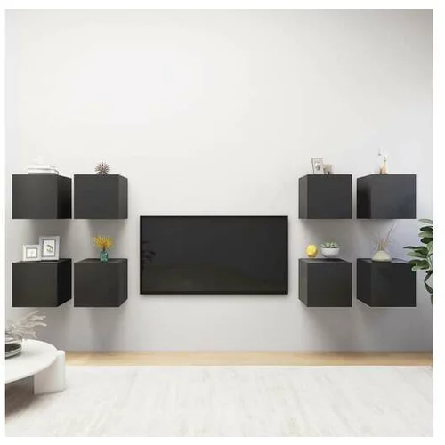  Stenske TV omarice 8 kosov sive 30,5x30x30 cm