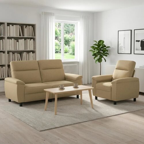  Set sofe 2 pcs Svijetlosmeđa Tkanina - Svjetlosmeđa Jednostruka + Dvostruka (140 cm) Cijene