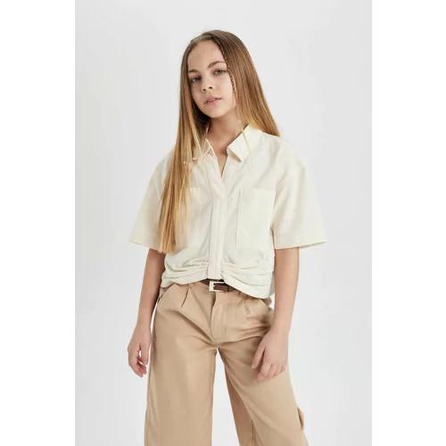 Defacto Girl Cotton Long Sleeve Crop Shirt