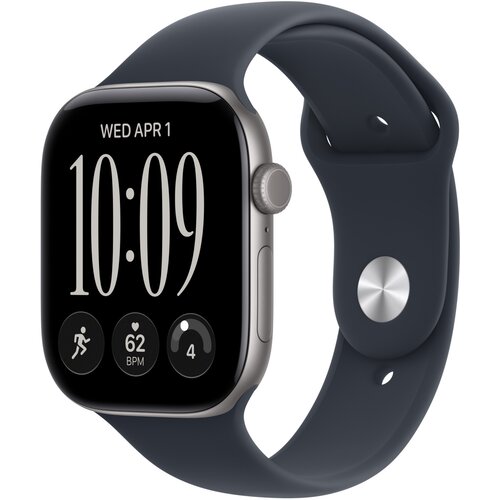 Apple Watch Series 12 GPS 46mm M/L v v b MJEJ4ZR/A, aluminijasto ohi&amp;scaron;je sivi barvi vesolja, &amp;scaron;portni trak mornarsko Slike