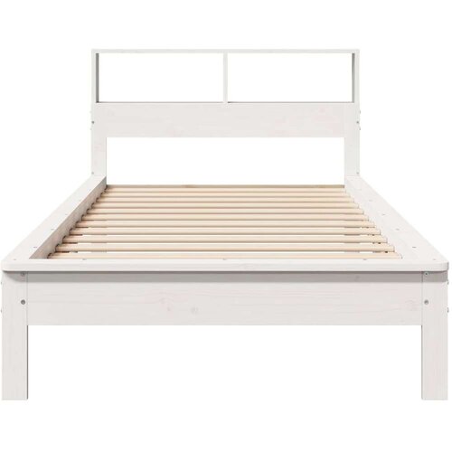 VidaXL Krevet s regalom za knjige bez madraca bijeli 75x190cm borovina Slike