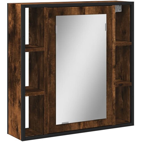 VidaXL Kopalni&amp;scaron;ka omarica z ogledalom dimljeni hrast 60x16x60 cm, (21086748) Slike