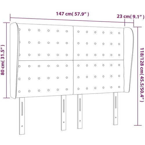  Uzglavlje s ušima svjetlosivo 147x23x118/128 cm baršunasto Cene