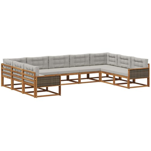 vidaXL Zunanja garnitura za sedenje 9 pcs Naravna in svetlo siva, (5000279670) Cene