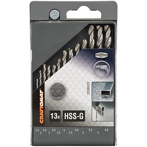 CRAFTOMAT Komplet kovinskih svedrov Craftomat HSS-G (13 svedrov od 1,5 do 6,5 mm, DIN 338) Cene