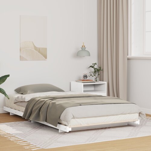 vidaXL Posteljni okvir Bela 100 x 200 cm Trdna borovina Cene