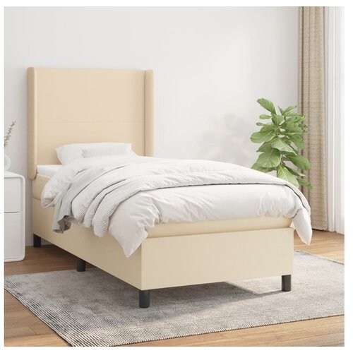  Box spring postelja z vzmetnico krem 100x200 cm blago Cene