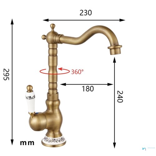 EYN Natična armatura s keramiko | Rustikalna pipa AQ1129 &amp;mdash; 16,7 cm Slike