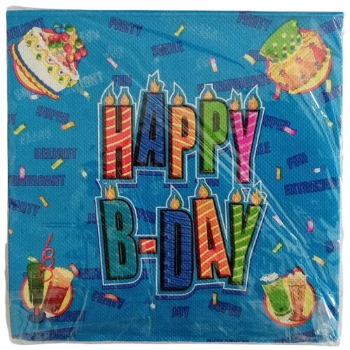  Dekor salvete Happy B-day, Plave Slike