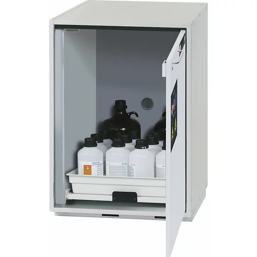 asecos Spodnja omarica za nevarne snovi za kisline in baze, 1 vrata, VxŠxG 800 x 590 x 570 mm, 1 izvlečni del