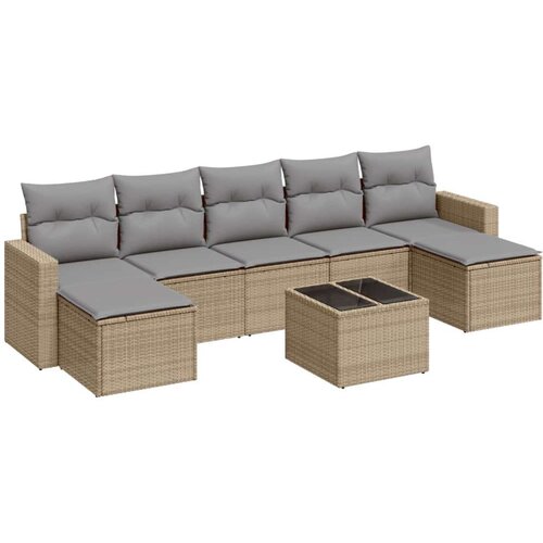 vidaXL 8-dijelni set vrtnih sofa od poliratana s jastucima bež Cijene