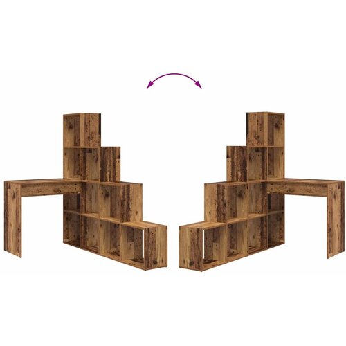  Kutni stol s policom Staro drvo 101,5 x 149,5 x 149,5 cm Slike