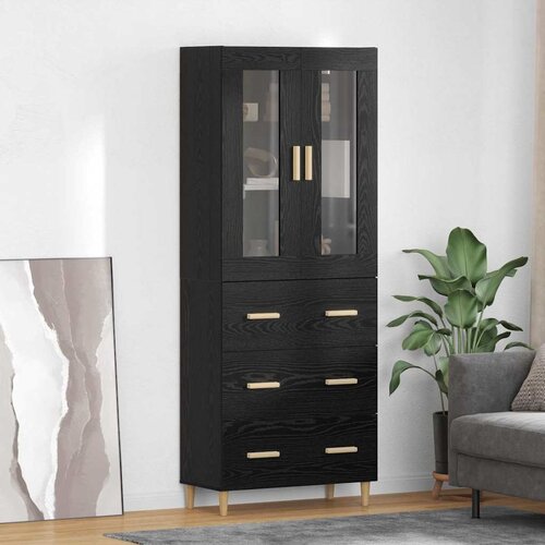  Highboard s ladicama Crni hrast 69,5 x 34 x 180 cm Cijene