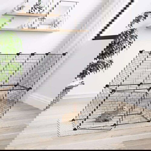  Kavez za ljubimce s 12 panela i vratima crni 35 x 35 cm čelični Slike