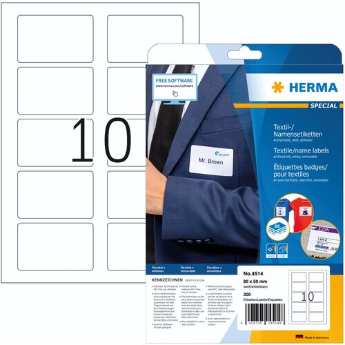 Herma Textil-/Namensetiketten 20x80mm 200 Stück weiß 4514 Cijene