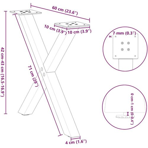  Noge za stolić u obliku slova X 2 kom antracit 60x(42-43) cm Slike