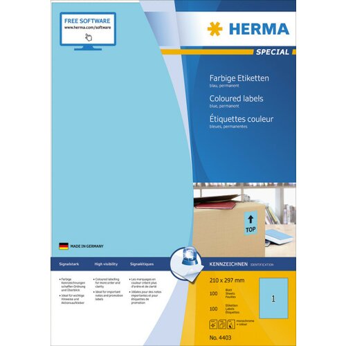 Herma etikete 210X297 A4/1 1/100 plava ( 02H4403 ) Slike