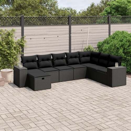 vidaXL 8-dijelni set vrtnih sofa od poliratana s jastucima crni Cijene