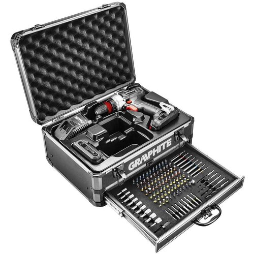 Graphite Energy+ set in aluminum case: drill/driver with removable chuck, 2 2.0Ah batteries, charger and 109 accessories Cijene