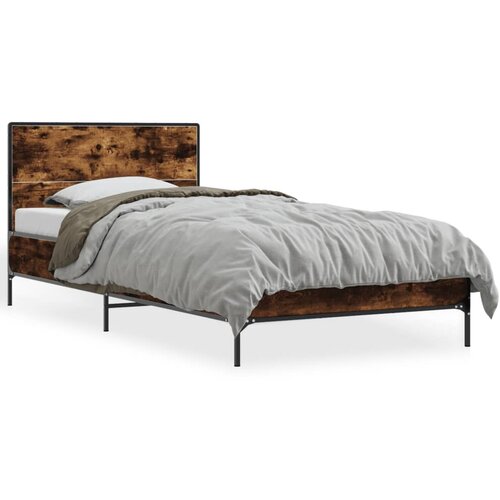 Maison Chic Posteljni okvir - Enojna postelja - Postelja za odrasle dimljeni hrast 100x200 cm inž. les in kovina-J8557, (21764989) Slike