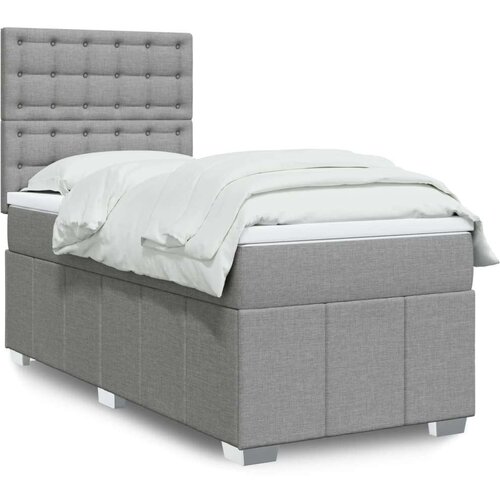 VidaXL Okvir kreveta s oprugama i madrac svjetlosivi 80x200cm tkanina Slike