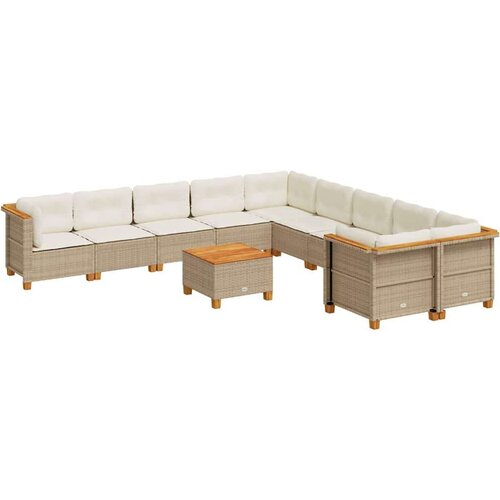 VidaXL 11-dijelni set vrtnih sofa od poliratana s jastucima bež Slike