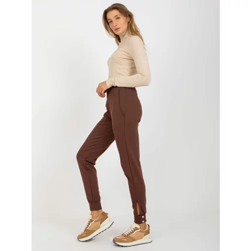 Fashion Hunters Brown trousers with leg closure by OCH BELLA
