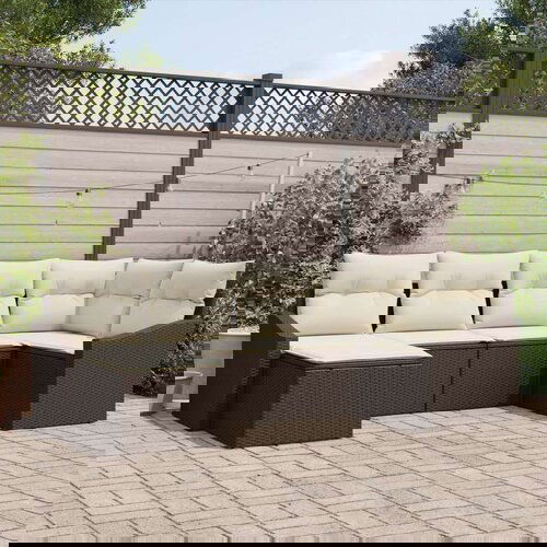  Set za vrt s blagovaonom Set od 6 Smeđa Sintetički ratan Slike