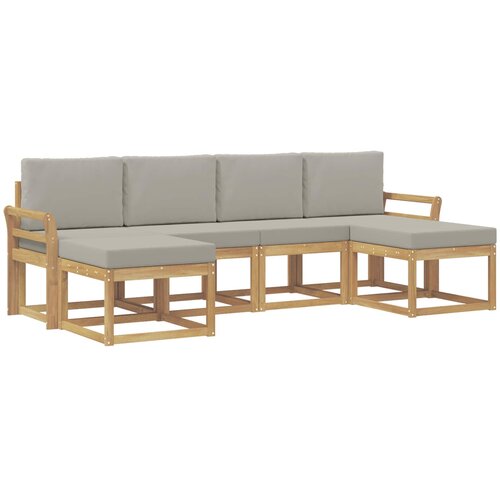  Set vanjskih sofa 6 kom. Bijela i svjetlosiva Smeđa 253 x 122,5 x 73 cm Slike