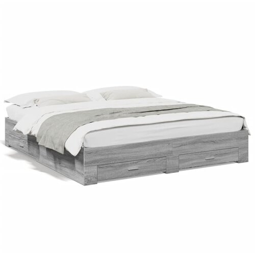 vidaXL Posteljni okvir s predali siva sonoma 180x200 cm inženirski les Cene