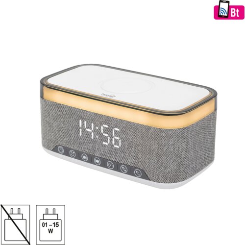 Home Sat sa alarmom, FM, 2x5W Bluetooth, Qi punjenje, LED zaslon - LTCR06 Slike
