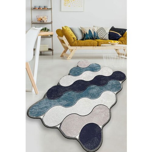 Conceptum Hypnose circle - blue bluedark bluewhitebeige carpet (100 x 200) Cene