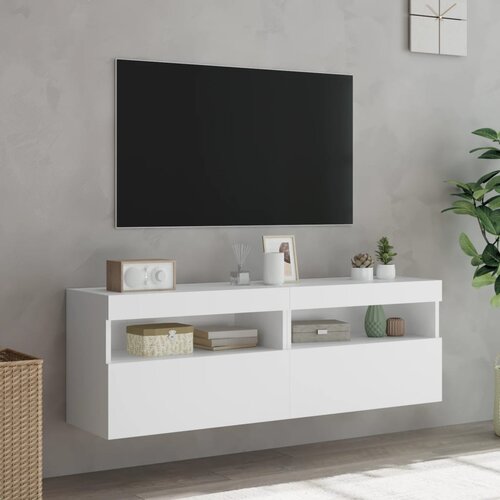  Zidni TV ormarići s LED svjetlima 2 kom bijeli 60x30x40 cm Slike