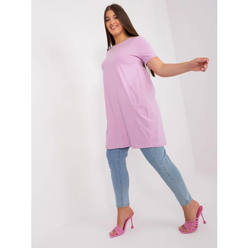 Fashionhunters Light Purple Women's Basic Cotton Dress Plus Size