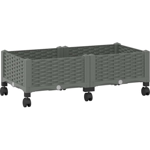  Vrtni saksija s kotačima Svjetlosiva 80 x 40 x 33 cm PP Slike