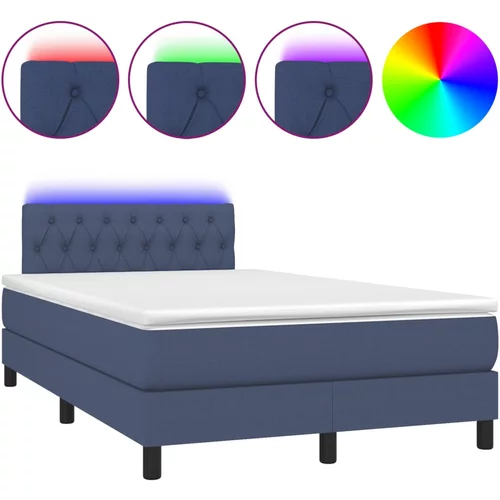 vidaXL Box spring postelja z vzmetnico LED modra 120x190 cm blago, (21128639)