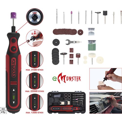 Ks Tools večfunkcijski komplet orodja emonster na baterijski pogon, s 50 kosi dodatne opreme, 7,2 v Slike