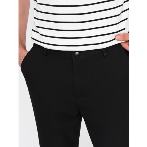 Ombre Men's chino pants with elastic waistband SLIM FIT - black Cene