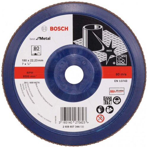 Bosch lamelni brusni disk X571, best for metal prečnik 180 mm; granulacija 80, ravni - 2608607344 Slike