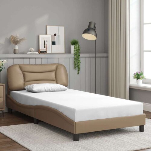  Okvir kreveta s LED svjetlom cappuccino 100x200 cm umjetna koža Slike