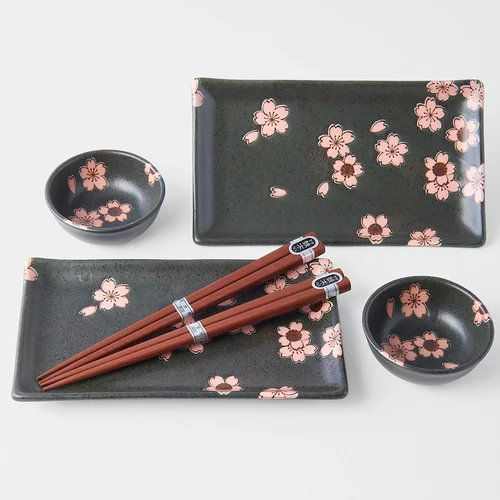 MIJ 6-dijelni set sivog keramičkog posuđa za sushi Sakura