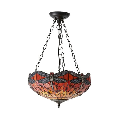 Endon 64076 - Luster na lancu Tiffany DRAGONFLY 3xE27/60W/230V, prečnik 41 cm Slike